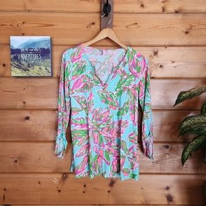 Lilly Pulitzer 💜 Dorothy Top In The Vias Pima Pleated Floral Blouse 91772 Small